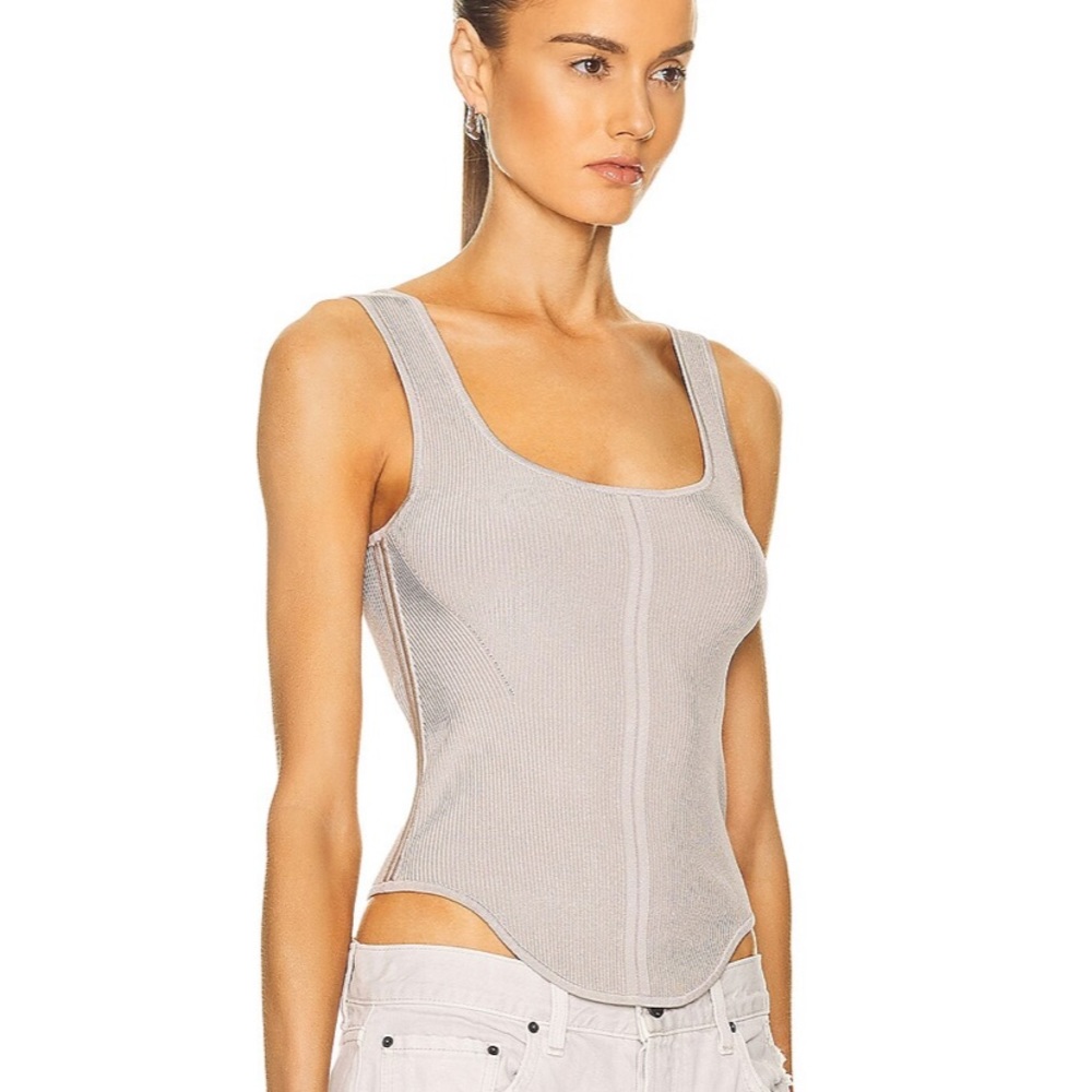 ET OCHS Mandy Ribbed Boned Corset Top in Porcelain XS